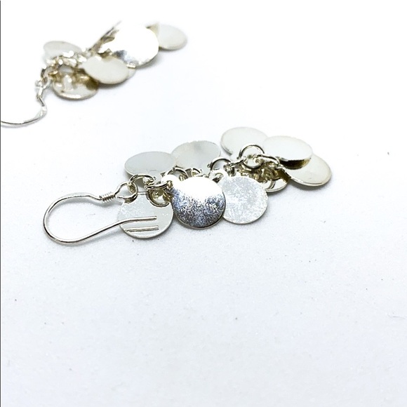 Silver small circle post Dangle earrings - Picture 5 of 9